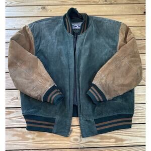 Vintage Watershed William Barry Leather Bomber Jacket Size XL Men’s Green Brown